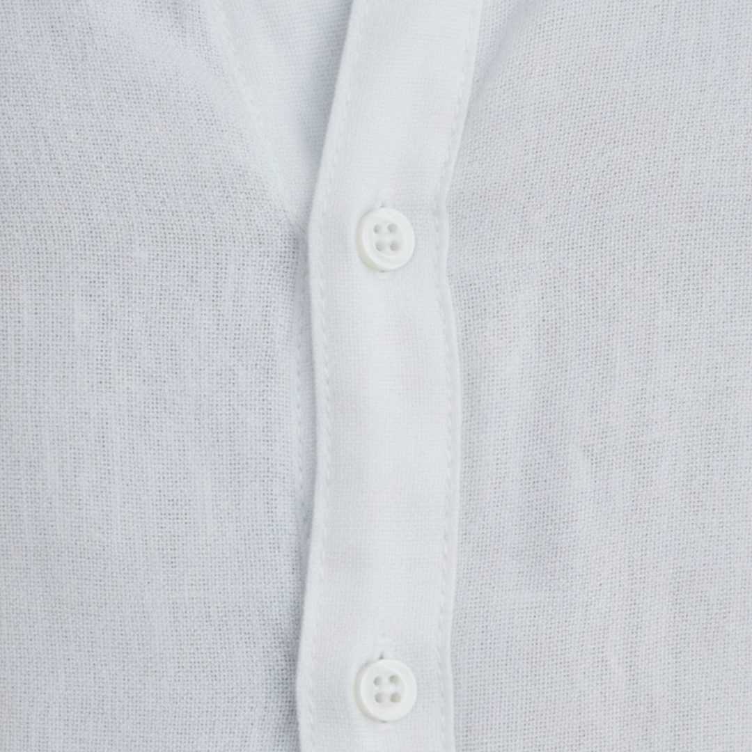 Camisa de lino con cuello mandarín de manga larga para hombres adultos