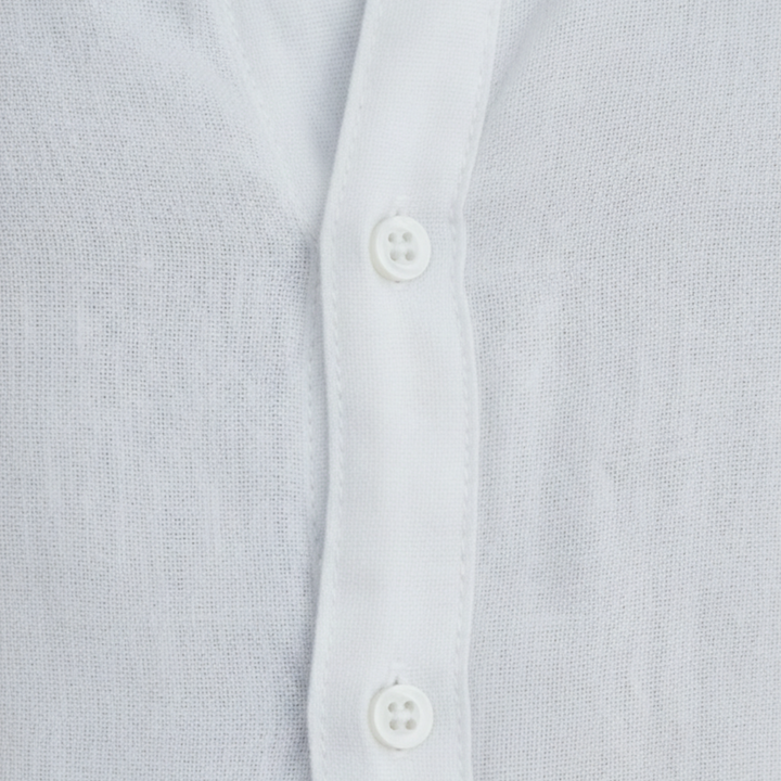 Camisa de lino con cuello mandarín de manga larga para hombres adultos