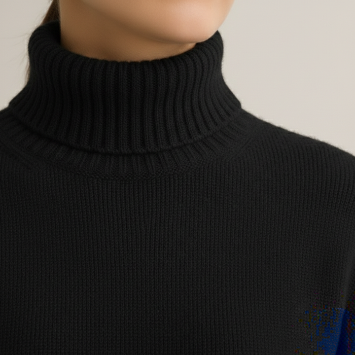 Pull en cachemire à col roulé tricoté à manches longues pour femme