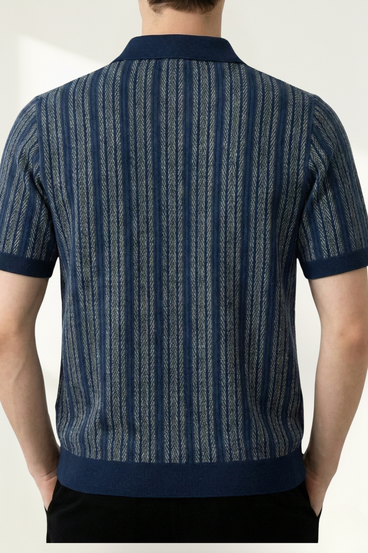 Camisa Polo de Punto con Patrón para Hombre de Manga Corta