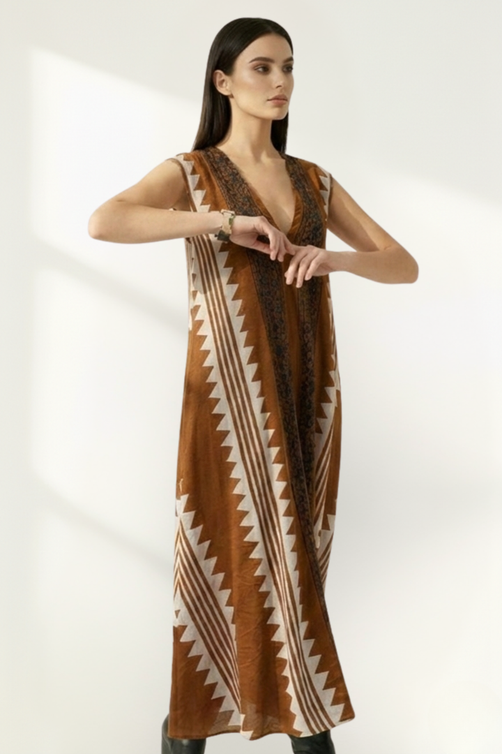 Robe longue imprimée bohème pour femme