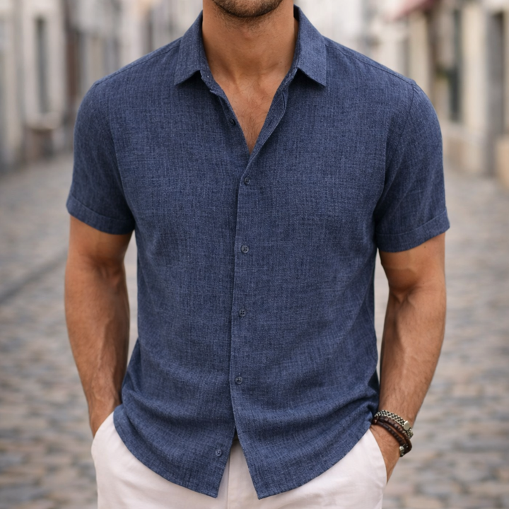 Camisa de Manga Corta Casual de Verano para Hombre Negra