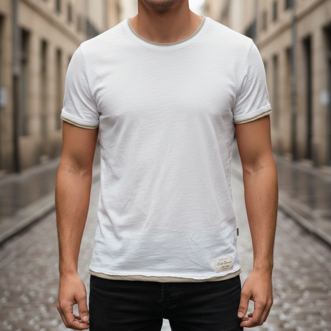 Cotton T Shirt Short Sleeve Crew Neck Men