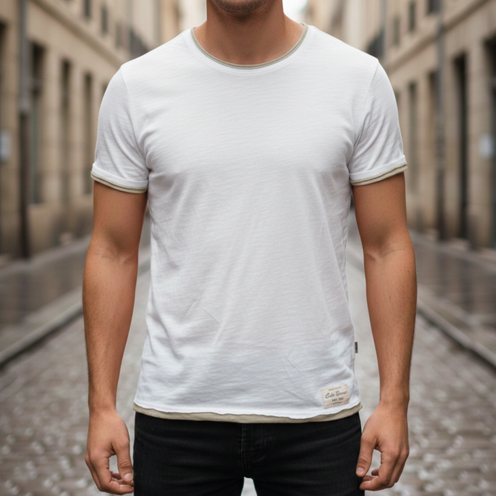 Cotton T Shirt Short Sleeve Crew Neck Men