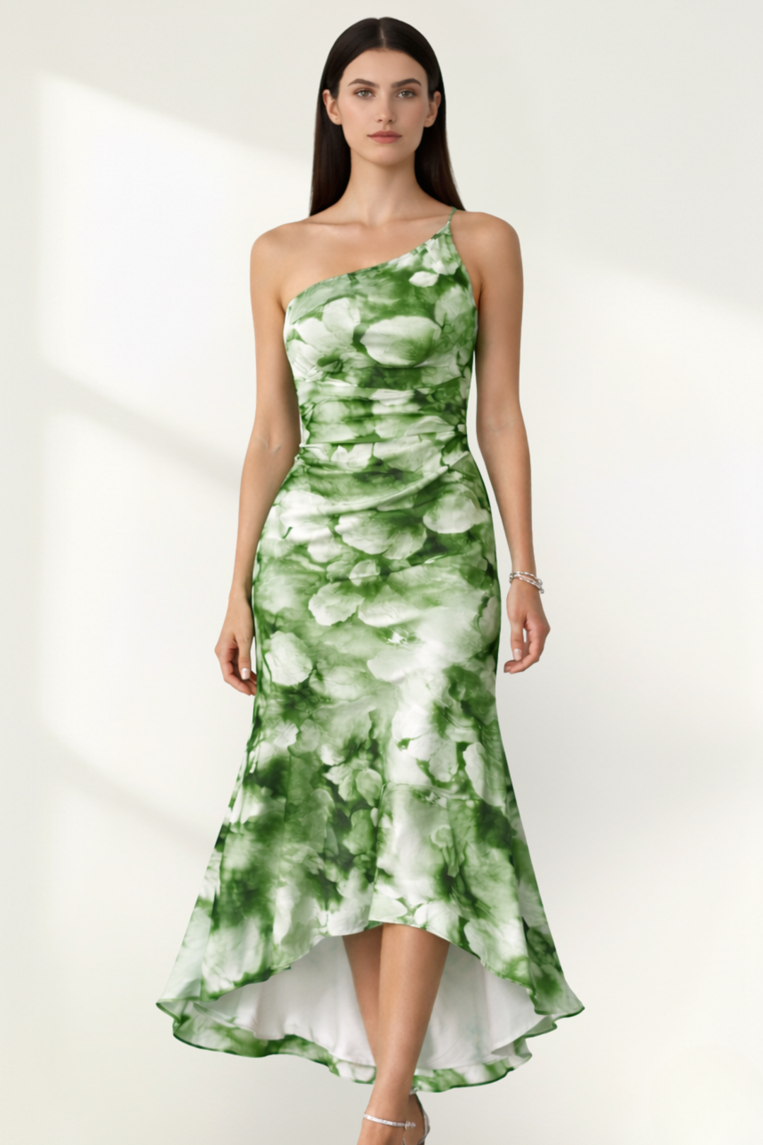 Robe longue fleurie en mousseline sans bretelles pour femme