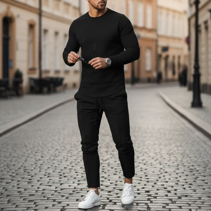Mens tracksuit set slim fit long sleeve jogger pants