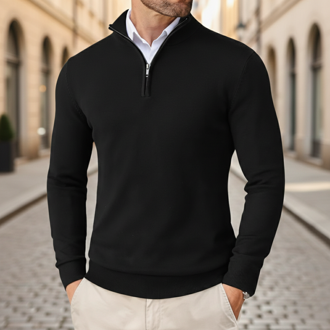 Suéter de punto ligero para hombre con media cremallera casual