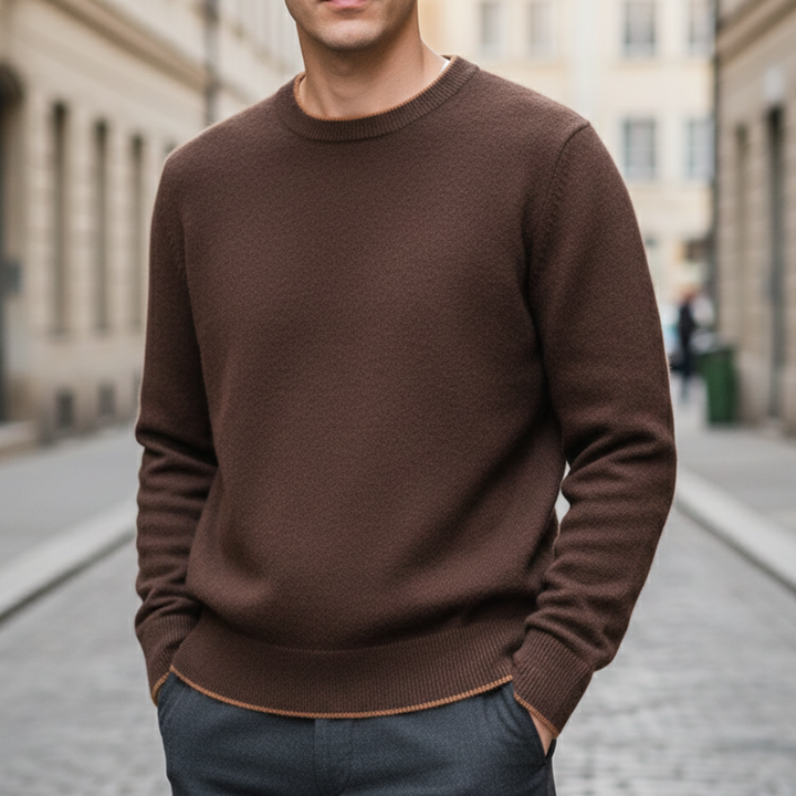 Pull en cachemire col rond manches longues homme