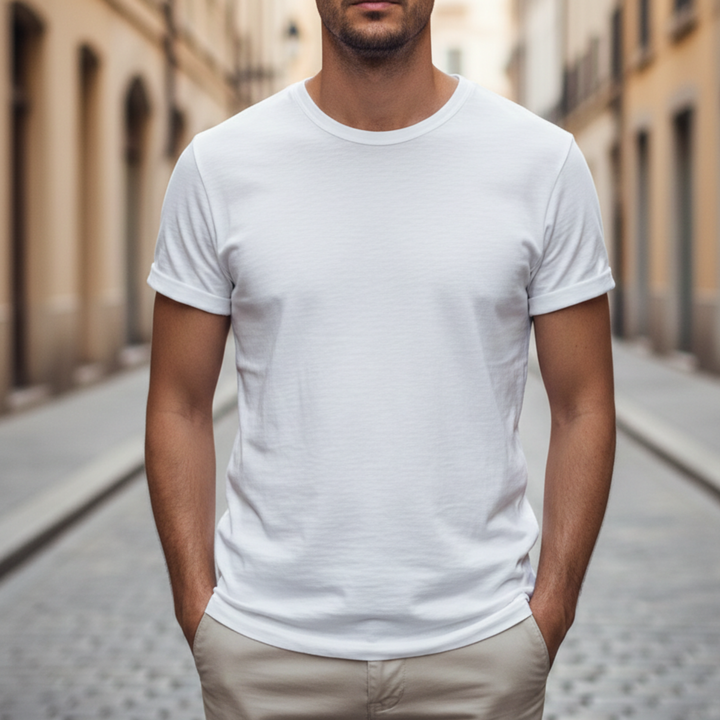 T-shirt homme col rond manches courtes