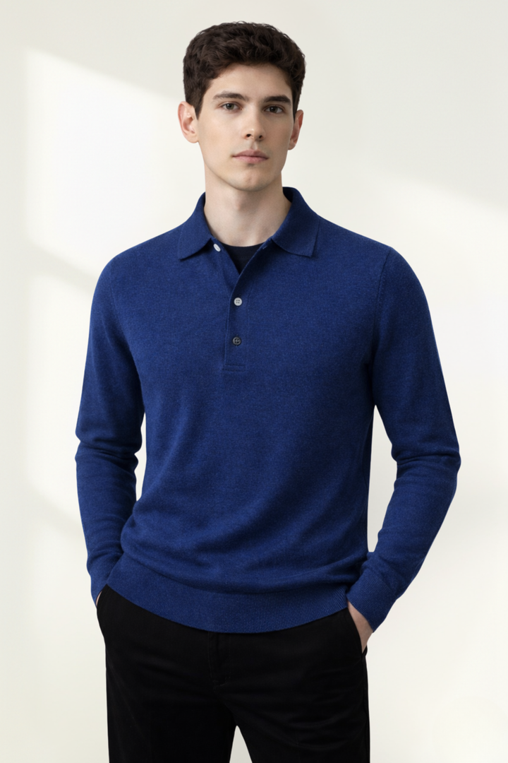 Men’s Long Sleeve Knit Polo Sweater