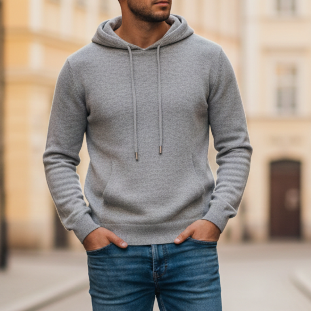 Hoodie Pullover Knit Long Sleeve Drawstring Men