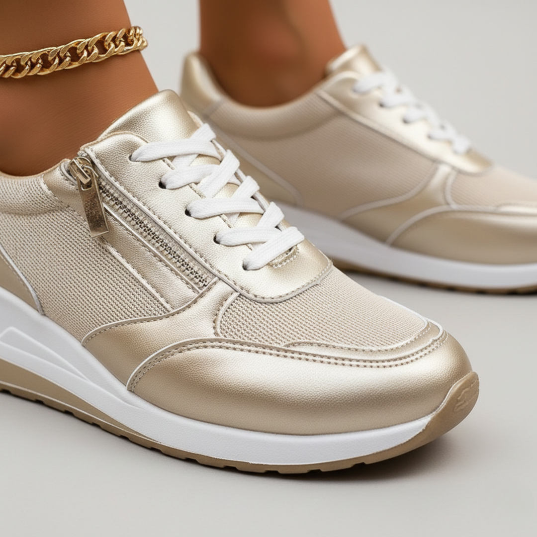 Baskets à plateforme à lacets semelle compensée pour femmes