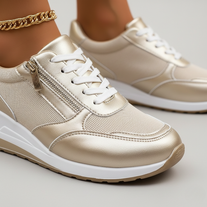 Baskets à plateforme à lacets semelle compensée pour femmes