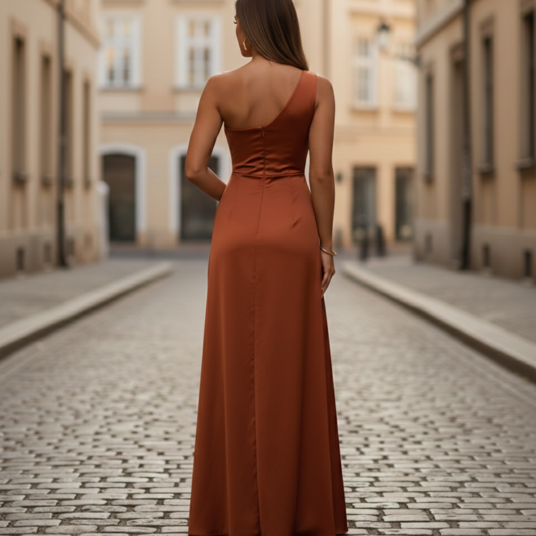 Vestido de Noche Maxi de Una Sola Manga para Mujeres