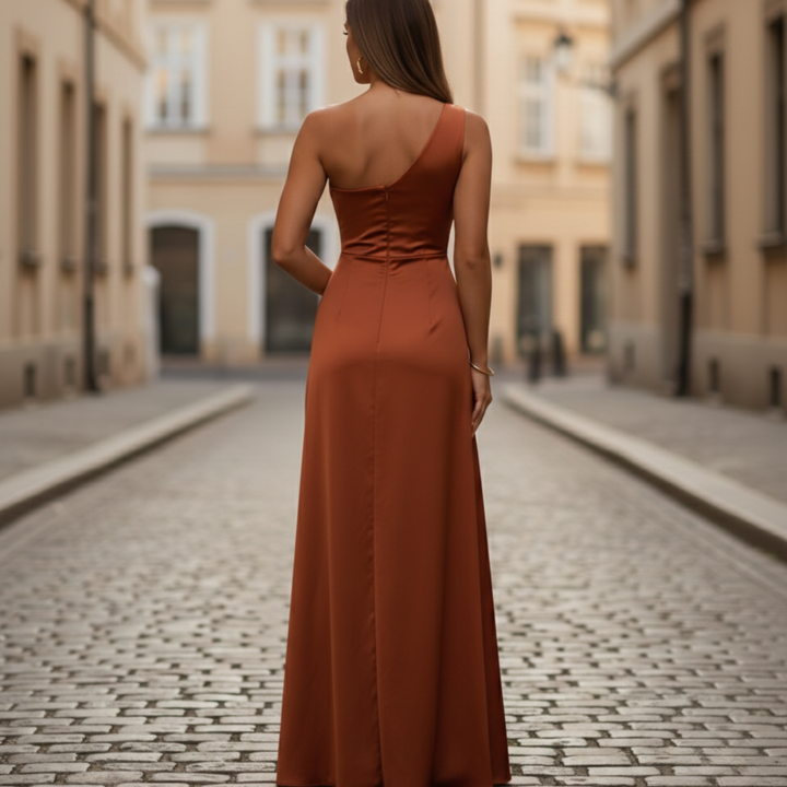 Vestido de Noche Maxi de Una Sola Manga para Mujeres