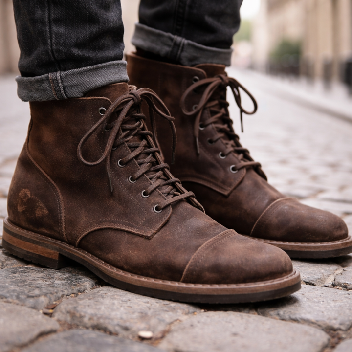 Bottes en cuir à lacets, bottines de combat pour hommes