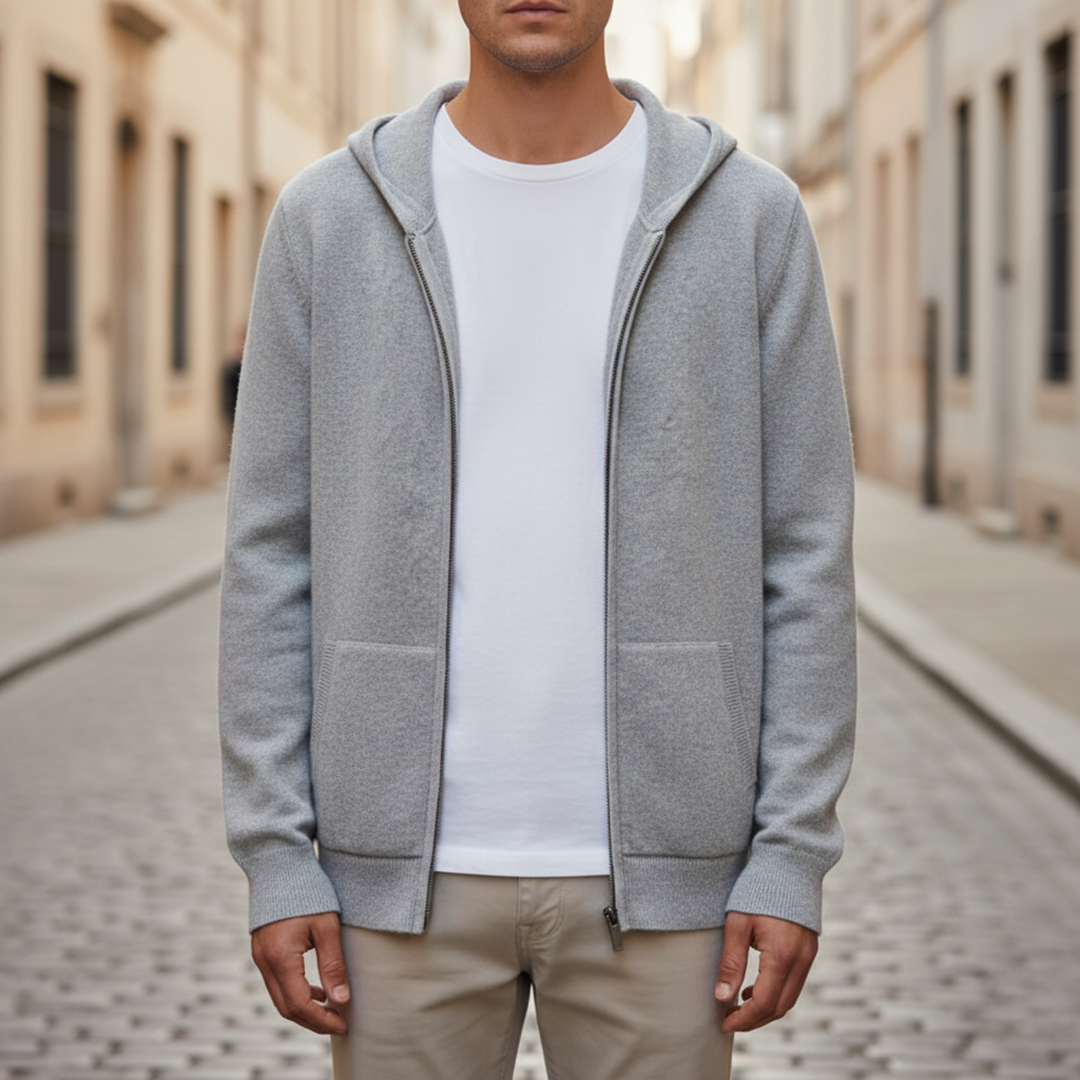 Hoodie Zip Front Knit Men
