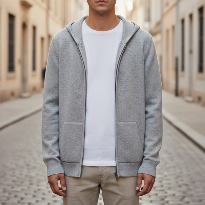 Hoodie Zip Front Knit Men