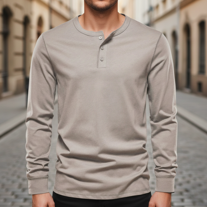 Men’s Cotton Long Sleeve Henley Shirt