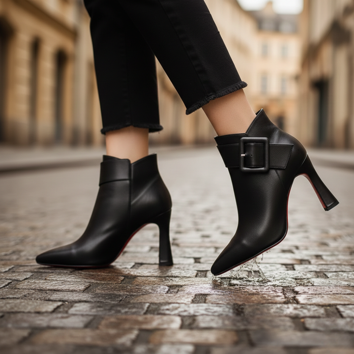 Bottines à bout pointu avec boucle talon haut pour femmes