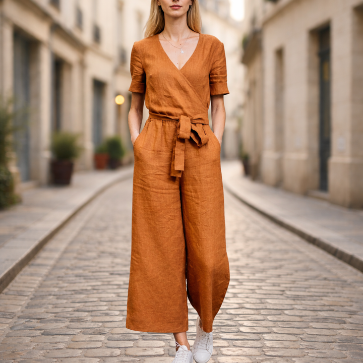 Combinaison-pantalon pour femme avec ceinture décontractée