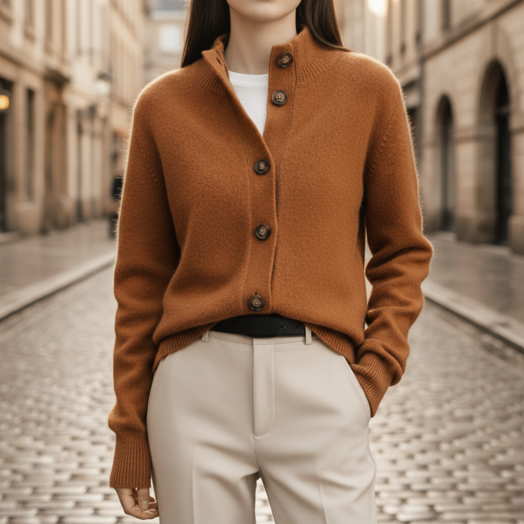 Cardigan en cachemire à boutons, coupe ajustée pour femmes