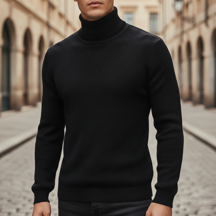 Pull à col roulé pour homme à manches longues en tricot