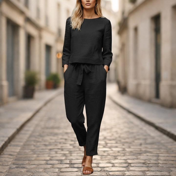 Ensemble pantalon deux pièces pour femmes, décontracté avec laçage