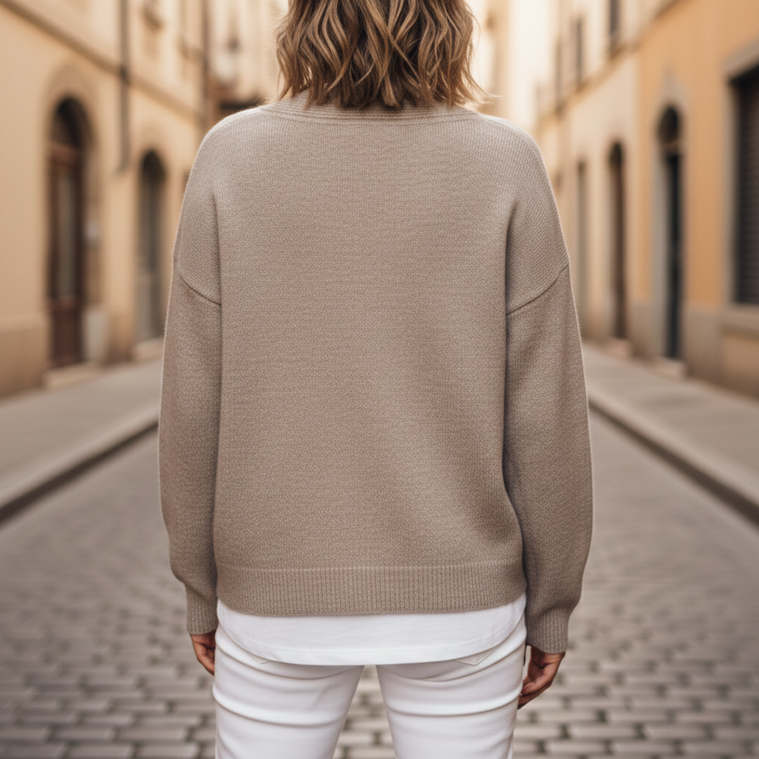 Suéter de mujer con cuello en V de manga larga