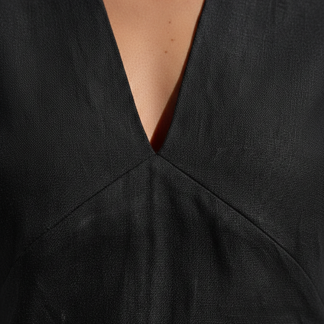 Vestido de Lino de Algodón para Mujeres Ajustado