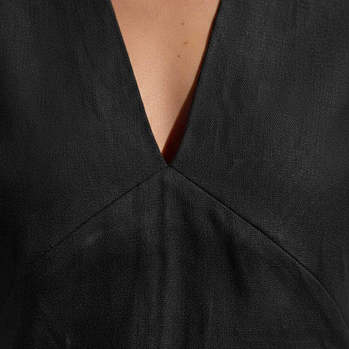 Vestido de Lino de Algodón para Mujeres Ajustado