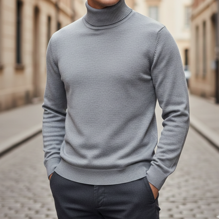 Pull à col roulé mélange cachemire manches longues homme