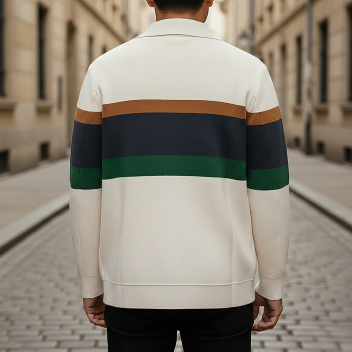 Striped Varsity Knit Jacket Snap-button Casual Men