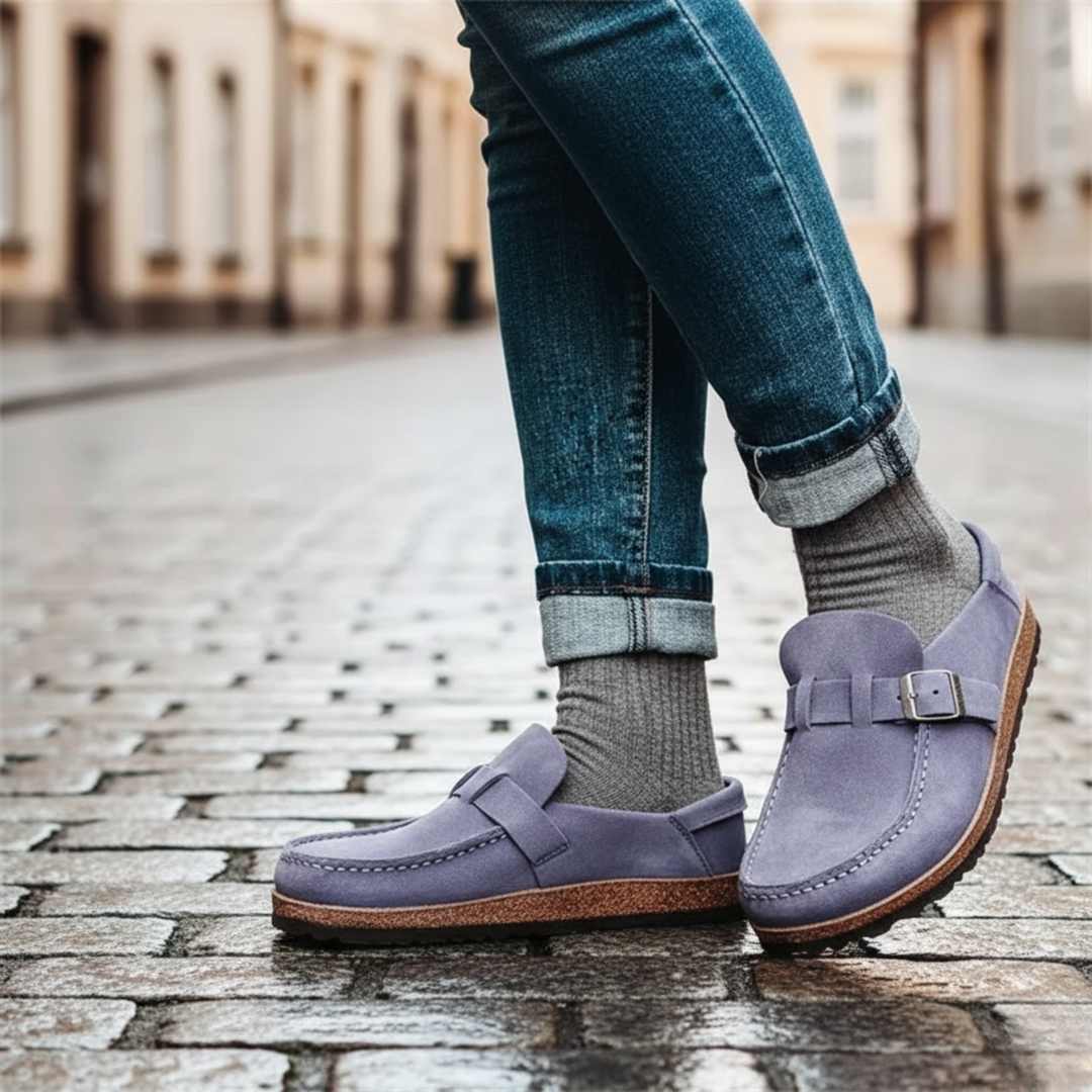 Mocassins à enfiler avec bride à boucle décontractés pour femmes