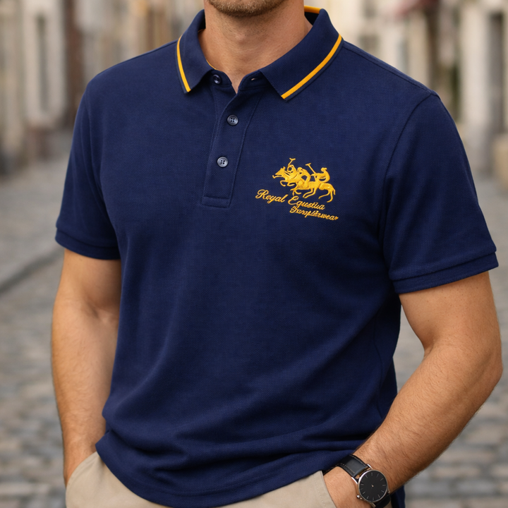 Camisa Polo de Manga Corta Bordada Casual para Hombres