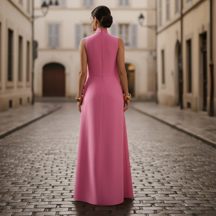 Robe de soirée longue sans manches à fleurs pour femmes