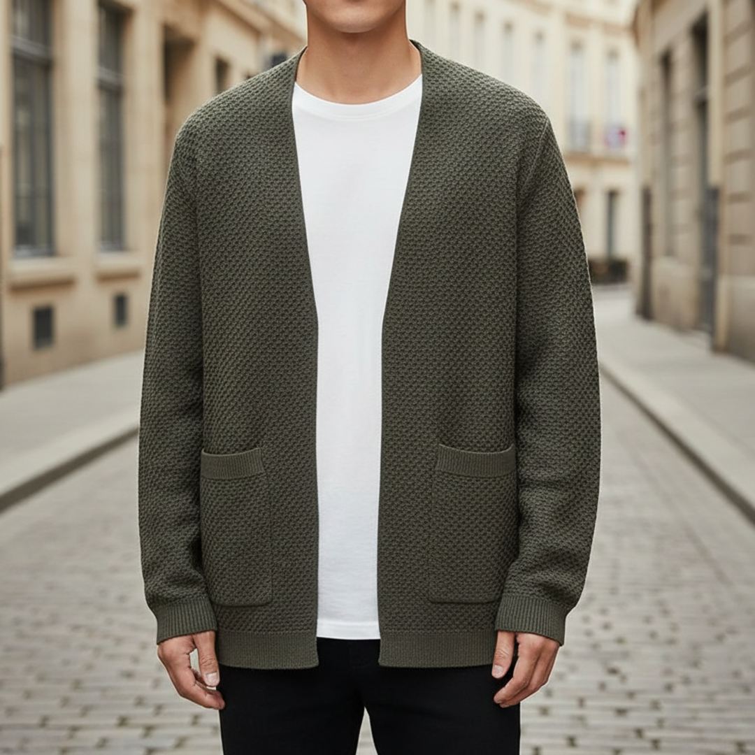 Cardigan pour homme à ouverture avant en tricot