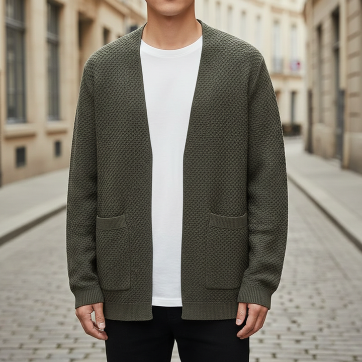 Cardigan pour homme à ouverture avant en tricot
