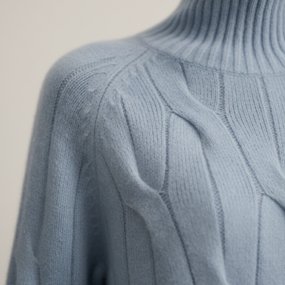 Cashmere Sweater Set Turtleneck Cable Knit Women
