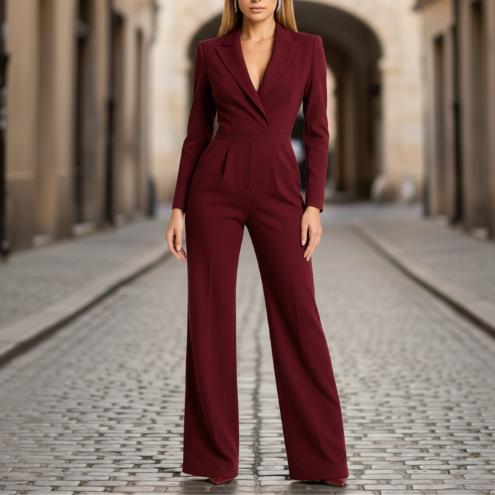Women’s V-Neck Wide-Leg Tailored Jumpsuit