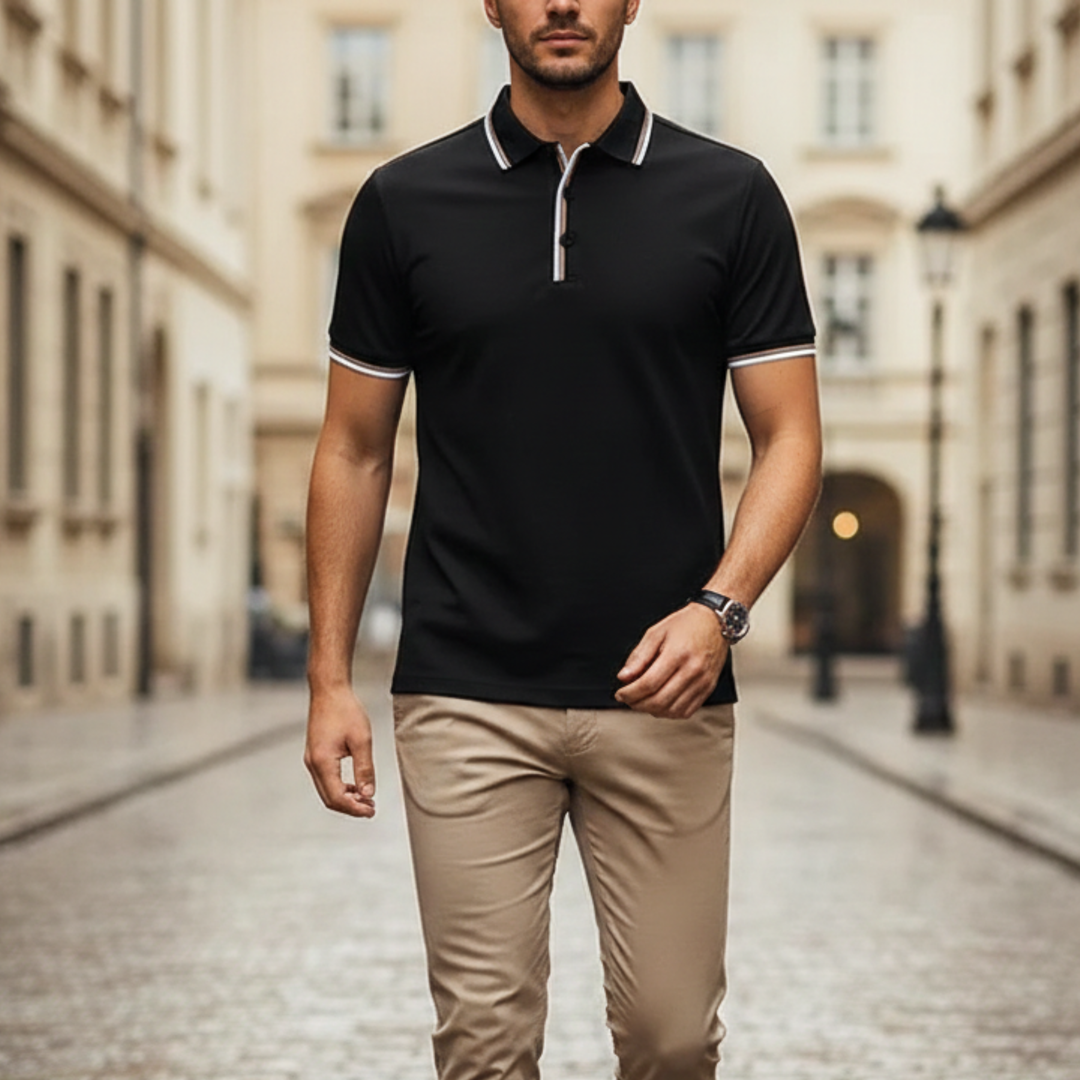 Polo en soie à manches courtes avec col pour homme