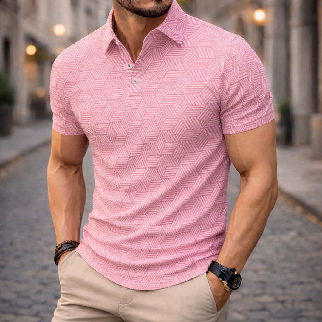 Camisa Polo de Manga Corta con Lunares para Hombre Verano