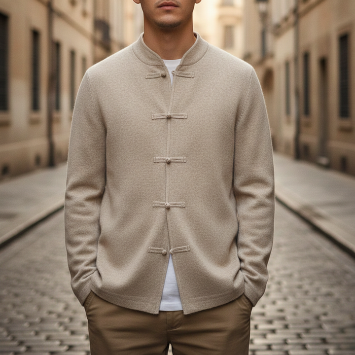 Cashmere Cardigan Stand Collar Button Men