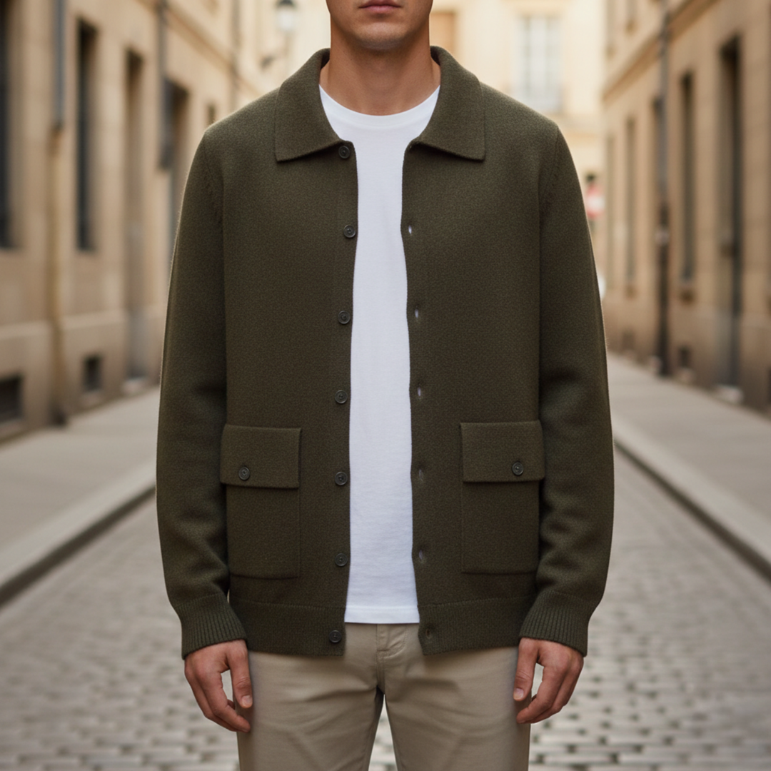 Cardigan pour homme à boutons sur le devant en tricot