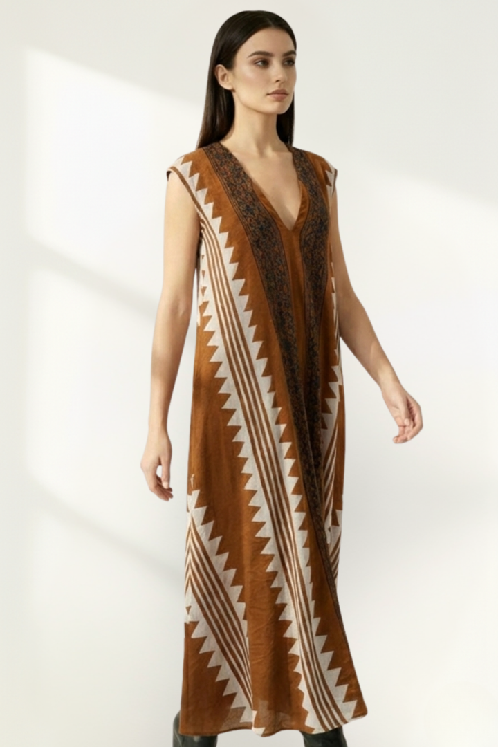 Robe longue imprimée bohème pour femme