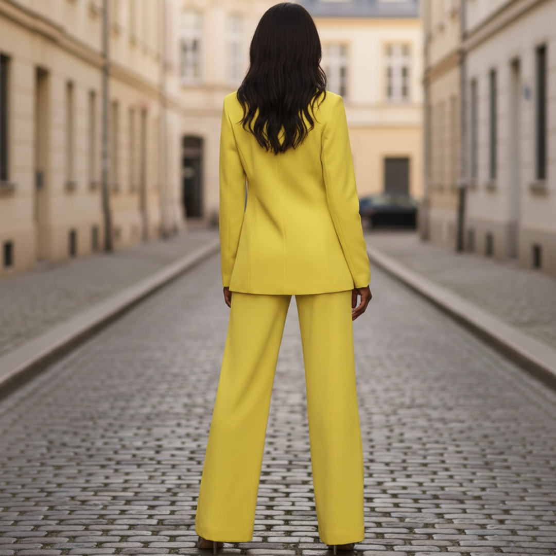 Ensemble veste tailleur et pantalon large pour femme