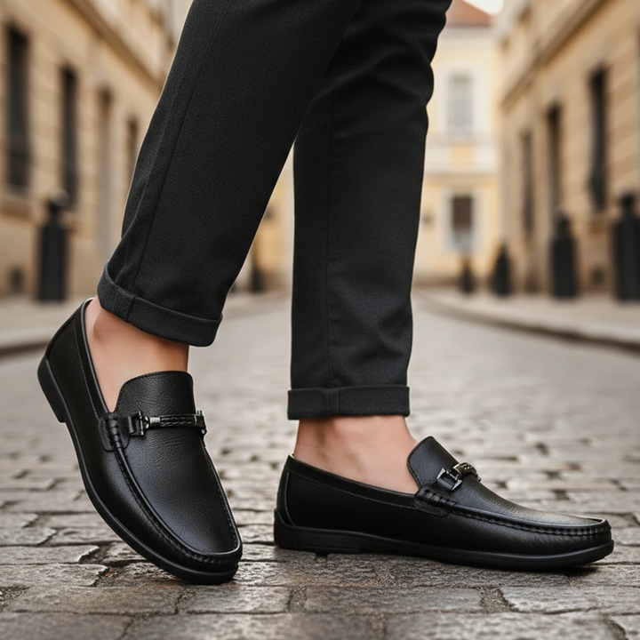 Mocassins en cuir à enfiler décontractés pour hommes
