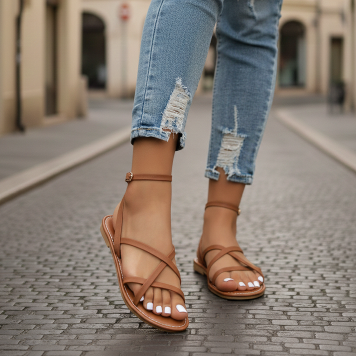 Sandalias romanas de tiras informales para mujer
