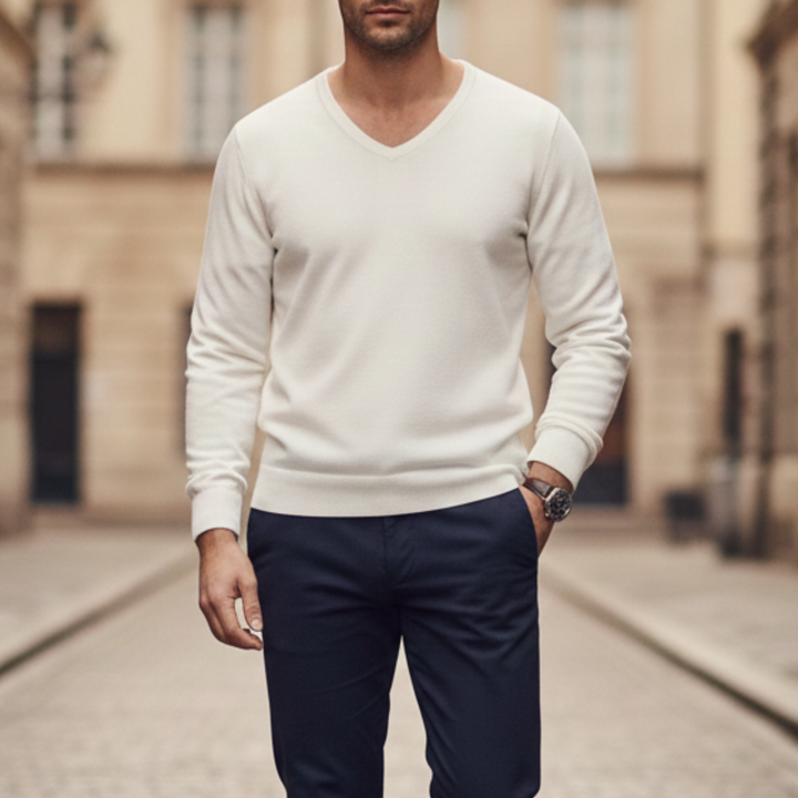 Cashmere Sweater V Neck Long Sleeve Men