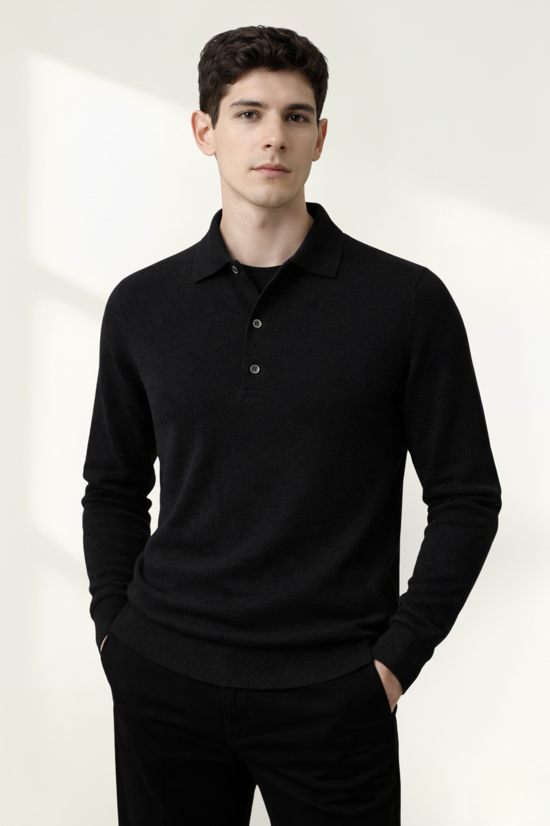 Men’s Long Sleeve Knit Polo Sweater